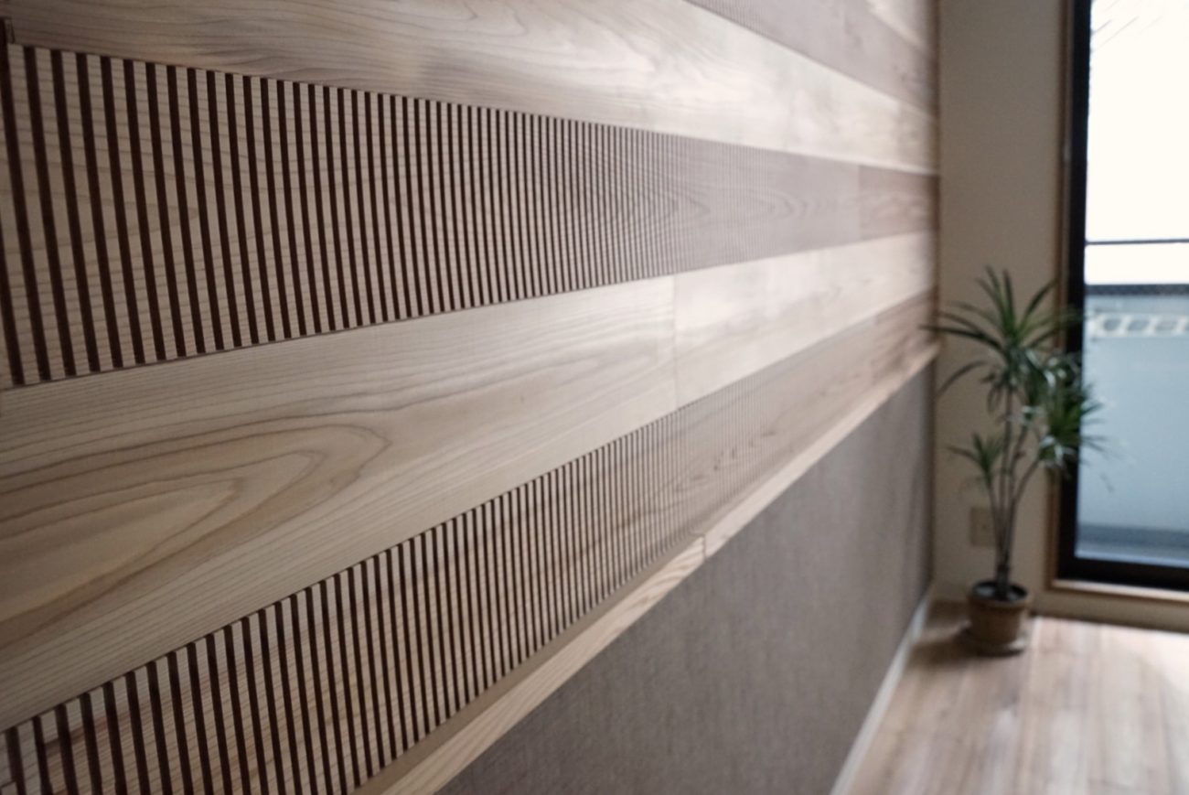 吉野杉木口スリットパネルマンションリフォーム